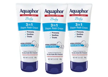 Aquaphor Baby Diaper Rash Cream 3-in-1 Relief 3.5 Oz Tube (PacK Of 24) - & Toddler > Diapering Treatments