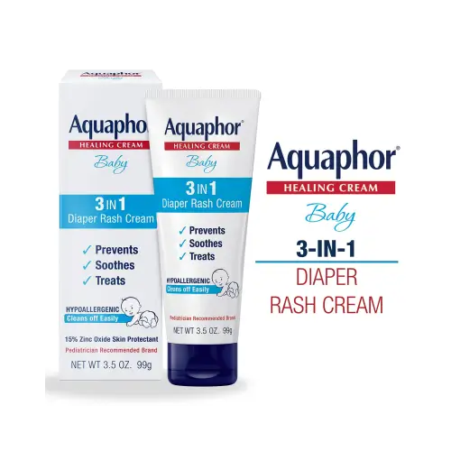 Aquaphor Baby Diaper Rash Cream 3-in-1 Relief 3.5 Oz Tube (PacK Of 24) - & Toddler > Diapering Treatments