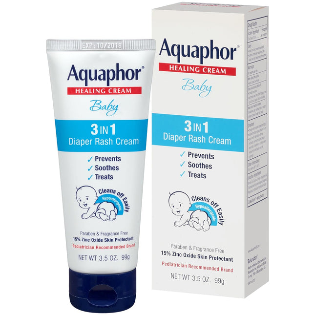 Aquaphor Baby Diaper Rash Cream 3-in-1 Relief 3.5 Oz Tube (Pack Of 3) - & Toddler > Diapering Treatments