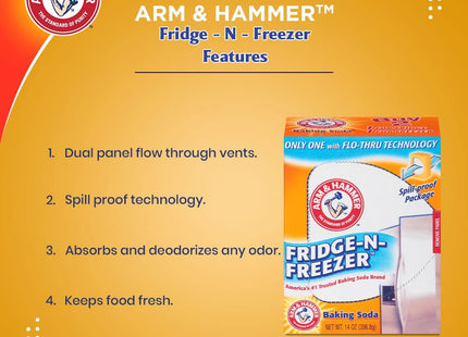 Arm & Hammer Baking Soda Fridge-n-Freezer Odor Absorber Powder 14oz (4 Pack) - Household Supplies > Cleaning Products