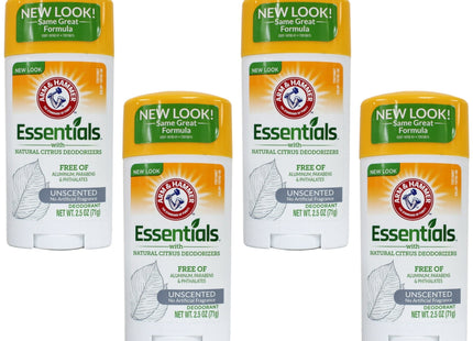 Arm & Hammer Essentials Antiperspirant Deodorant Solid Unscented 2.5oz (4 Pack) - Personal Care > Bath Body