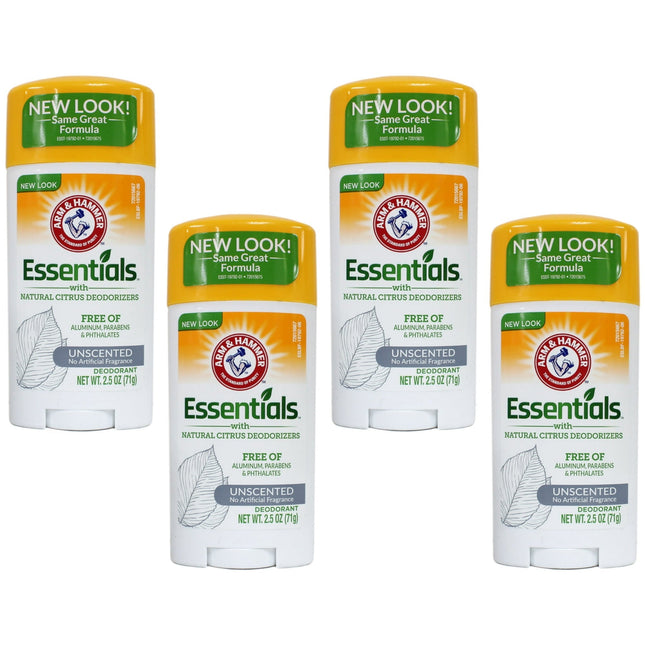 Arm & Hammer Essentials Antiperspirant Deodorant Solid Unscented 2.5oz (4 Pack) - Personal Care > Bath Body