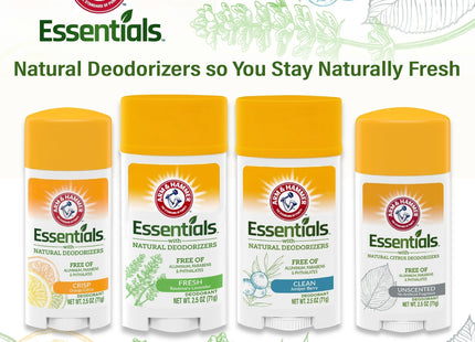 Arm & Hammer Essentials Antiperspirant Deodorant Solid Unscented 2.5oz (3 Pack) - Personal Care > Bath Body