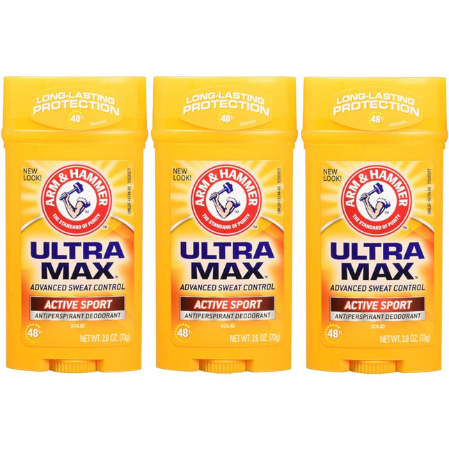 ARM & HAMMER ULTRA MAX Deodorant Active Sport Solid Stick 2.6 oz (3 Pack) - Personal Care > Bath Body Anti-Perspirant