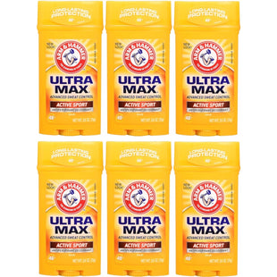 ARM & HAMMER ULTRA MAX Deodorant Active Sport Solid Stick 2.6 oz (6 Pack) - Personal Care > Bath Body Anti-Perspirant