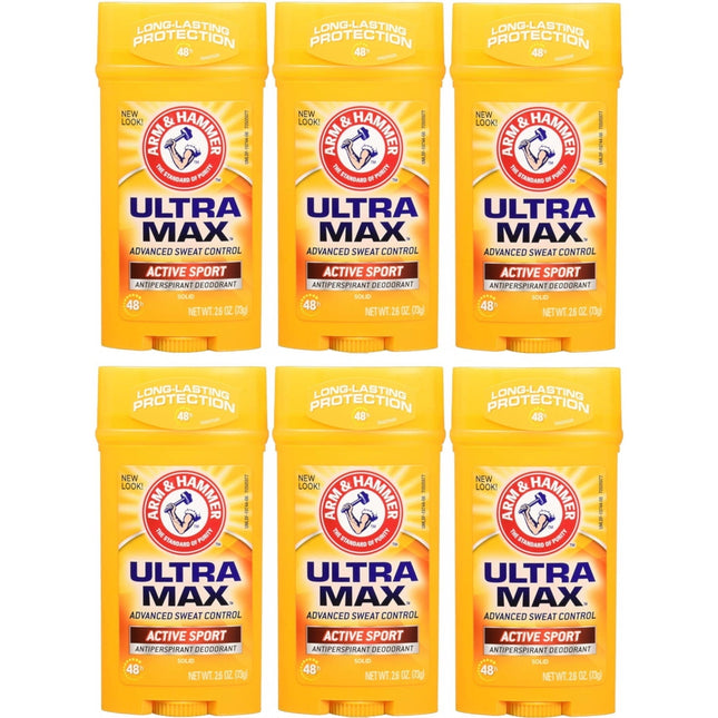 ARM & HAMMER ULTRA MAX Deodorant Active Sport Solid Stick 2.6 oz (6 Pack) - Personal Care > Bath Body Anti-Perspirant