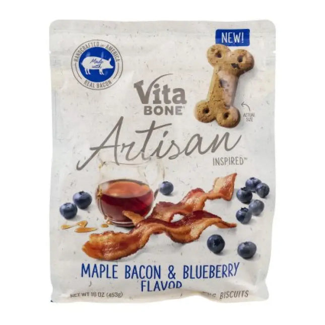 a bag of blueberry and bacon dog treats