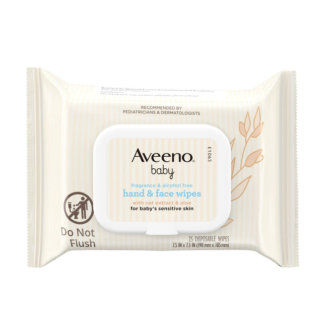 Aveeno Baby Hand & Face Cleansing Wipes Oat Extract Fragrance Free 25ct (12 Pack) - Toddler > Diapering