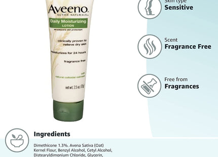 Aveeno Daily Moisturizing Lotion with Oat for Dry Skin Unisex 2.5oz (12 Pack) - Personal Care > & Moisturizer