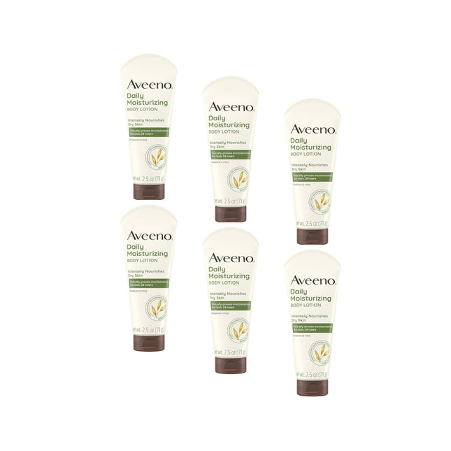 Aveeno Daily Moisturizing Lotion with Oat for Dry Skin Unisex 2.5oz (6 Pack) - Personal Care > & Moisturizer