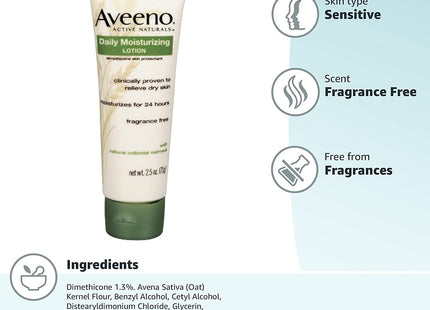 Aveeno Daily Moisturizing Lotion with Oat for Dry Skin Unisex 2.5oz - Personal Care > & Moisturizer
