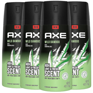 Axe Men’s Deodorant Body Spray Light and Fresh Wild Bamboo 4oz (4 Pack) - Personal Care > Bath & Anti-Perspirant