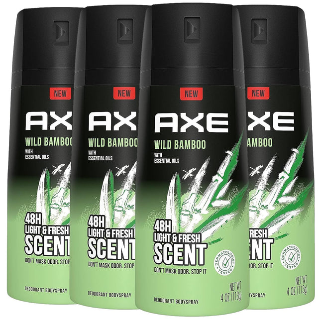 Axe Men’s Deodorant Body Spray Light and Fresh Wild Bamboo 4oz (4 Pack) - Personal Care > Bath & Anti-Perspirant