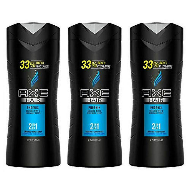 Axe Phoenix 2n1 Shampoo & Conditioner Crushed Mint Rosemary 16oz (3 Pack) - Personal Care > Hair Styling