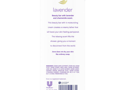 Dove Purely Pampering Beauty Bar, Gentle Skin Cleanser, Relaxing Lavender Chamomile Scent, 3.75 Oz 6 Bar Each (Pack Of 3)