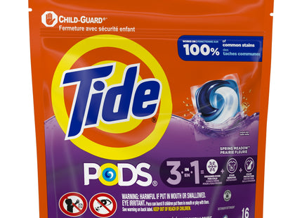 Tide PODS Liquid Laundry Detergent HE Turbo, 3 In 1, Pacs Spring Meadow Scent, 16 Count (Pack Of 1)