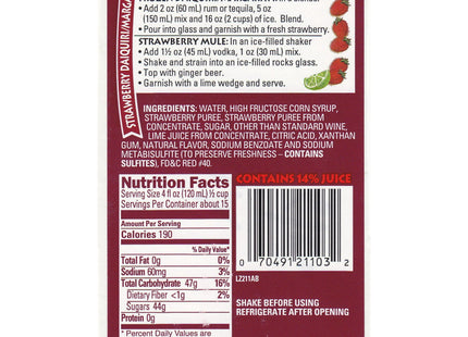 Master Of Mixes Daiquiri-Margarita Cocktail Mixer, Drink Mixer Strawberry 1.75 LT, 59.20 FL Ounce  (Pack Of 2)