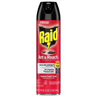 Raid Ant & Roach Killer Defense System, Outdoor, Aerosol, Fresh Scent 17.5 Ounce (Pack Of 12)