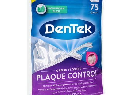 DenTek Cross Flosser Plaque Control Floss Picks X-Shaped Floss 75 Count (Pack Of 2)