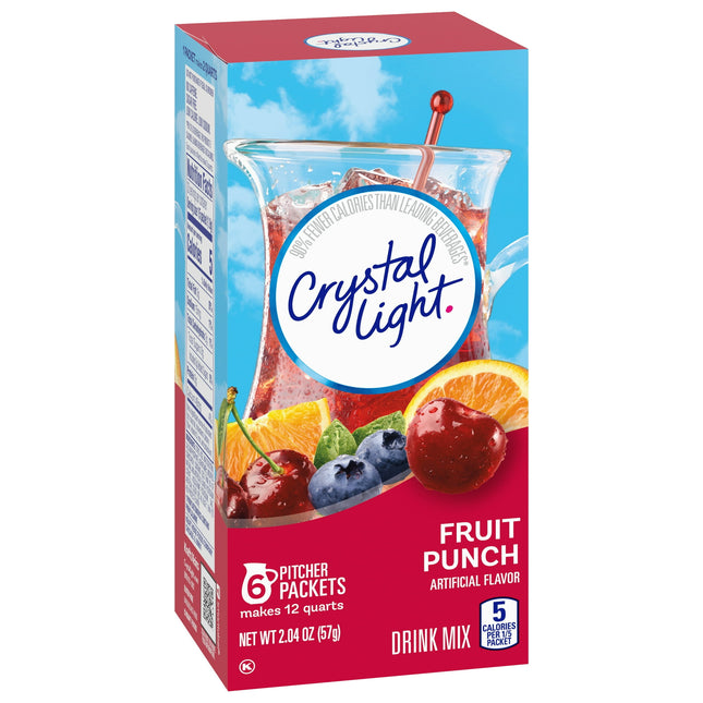 Crystal Light Fruit Punch Powdered Drink Mix, Sugar Free, Pitcher Packets 6 Count (Pack Of 1)