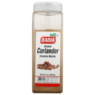 a close up of a jar of ground coriander