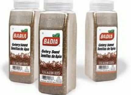 three bottles of badia ground coffee sitting on a white surface