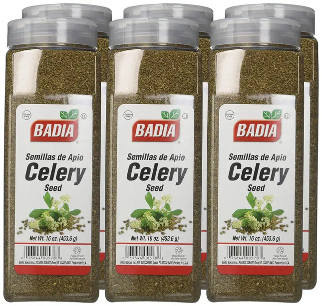 three bottles of celery seasoning with a white background