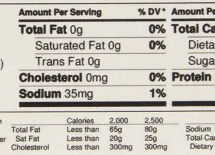 nutrition label for nut nut