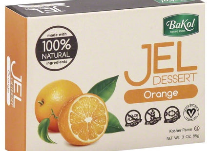 Bakol Jel Dessert All Natural Vegan Jell Orange Flavor 3oz (12 Pack) - Food & Beverages > Baking Desserts Puddings Mixes