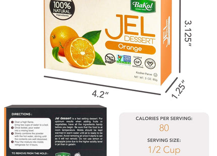 Bakol Jel Dessert All Natural Vegan Jell Orange Flavor 3oz (12 Pack) - Food & Beverages > Baking Desserts Puddings Mixes