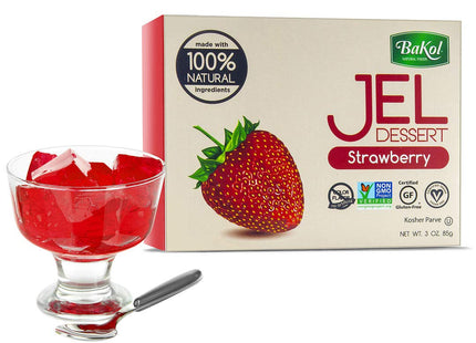 Bakol Jel Dessert All Natural Vegan Jell Strawberry Flavor 3oz (12 Pack) - Food & Beverages > Baking Desserts Puddings