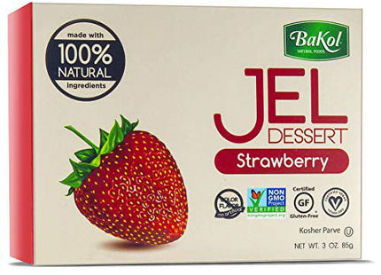 Bakol Jel Dessert All Natural Vegan Jell Strawberry Flavor 3oz (12 Pack) - Food & Beverages > Baking Desserts Puddings