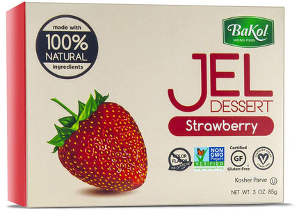 Bakol Jel Dessert All Natural Vegan Jell Strawberry Flavor 3oz (12 Pack) - Food & Beverages > Baking Desserts Puddings