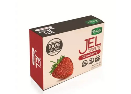 a close up of a box of jel strawberry jelly