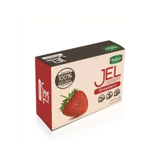 a close up of a box of jel strawberry jelly