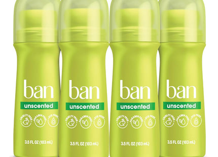 Ban Original Invisible Roll-On Antiperspirant Deodorant Unscented 3.5oz (4 Pack) - Personal Care > Bath & Body