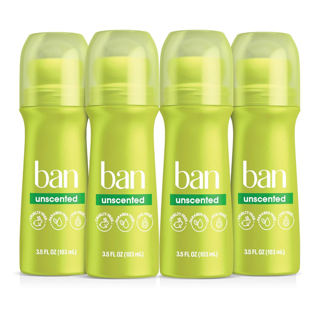 Ban Original Invisible Roll-On Antiperspirant Deodorant Unscented 3.5oz (4 Pack) - Personal Care > Bath & Body