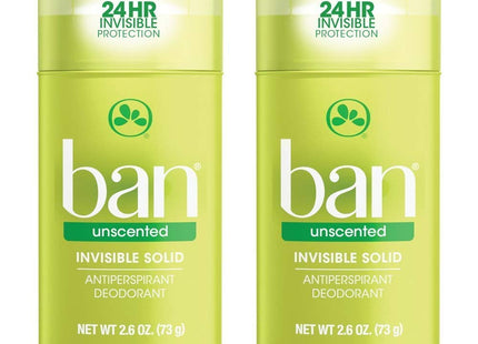 Ban Invisible Solid Antiperspirant Deodorant Unscented 2.6oz (2 Pack) - Personal Care > Bath & Body Anti-Perspirant