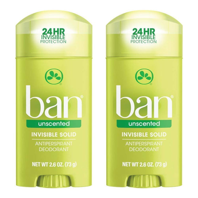 Ban Invisible Solid Antiperspirant Deodorant Unscented 2.6oz (2 Pack) - Personal Care > Bath & Body Anti-Perspirant