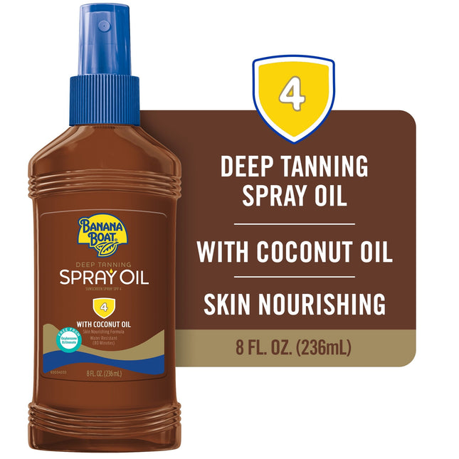 Banana Boat Dark Tanning Oil Spray SPF4 Sunscreen 8 oz (4 Pack) - Personal Care > Sun Protection &