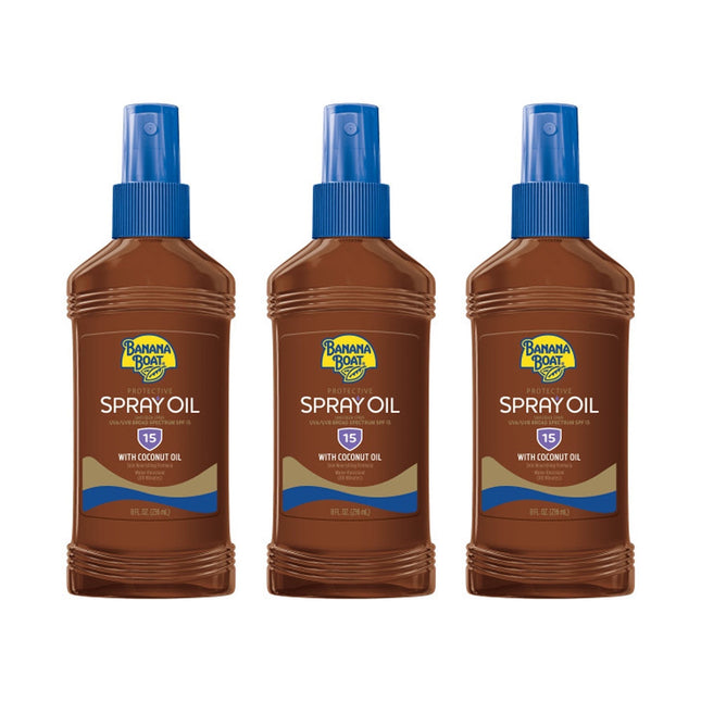 Banana Boat Protective Spectrum Tanning Oil Spray Sunscreen SPF 15 8oz (3 Pack) - Personal Care > Sun Protection &