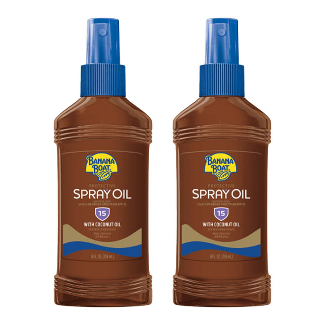 Banana Boat Protective Spectrum Tanning Oil Spray Sunscreen SPF 15 8oz (2 Pack) - Personal Care > Sun Protection &