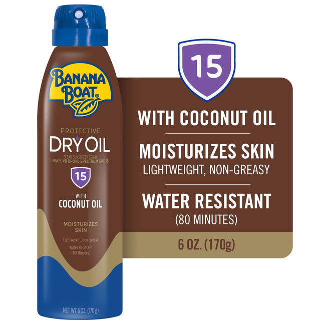 Banana Boat Protective Tanning Dry Oil SPF 15 Clear Spray Sunscreen 6oz (20 Pack) - Personal Care > Sun Protection &