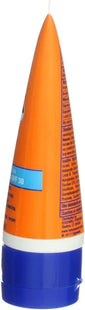 a bottle of orange liquid with a blue cap