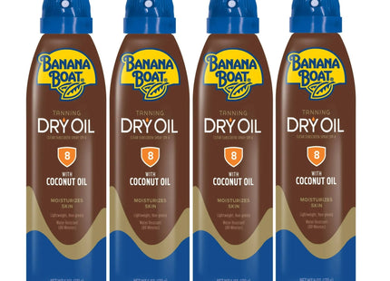 Banana Boat Ultra Mist Dry Oil Clear SPF 8 Sunscreen Spray 6oz (4 Pack) - Personal Care > Sun Protection & Tanning