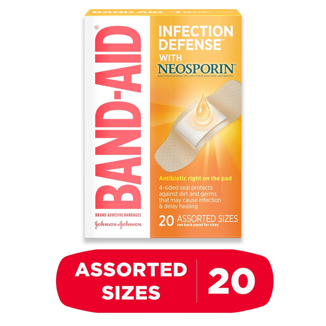 Band-Aid Brand Bandages with Neosporin Antibiotic Assorted Sizes 20ct (3 Pack) - Health Care > First Aid Gauze &