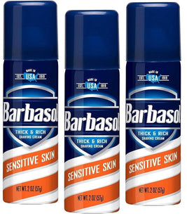 Barbasol Sensitive Skin Thick & Rich Shaving Cream for Men Travel 2oz (3 Pack) - Personal Care > Grooming Creams Foams