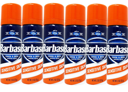 Barbasol Sensitive Skin Thick & Rich Shaving Cream for Men Travel 2oz (6 Pack) - Personal Care > Grooming Creams Foams