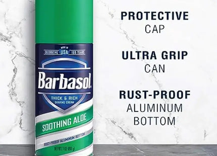 a close up of a bottle of barrbasol on a counter