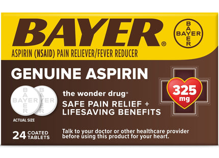 Bayer Aspirin Pain Reliever & Fever Reducer 325mg Coated Tablets 24ct (6 Pack) - Health Care > Over-the-Counter